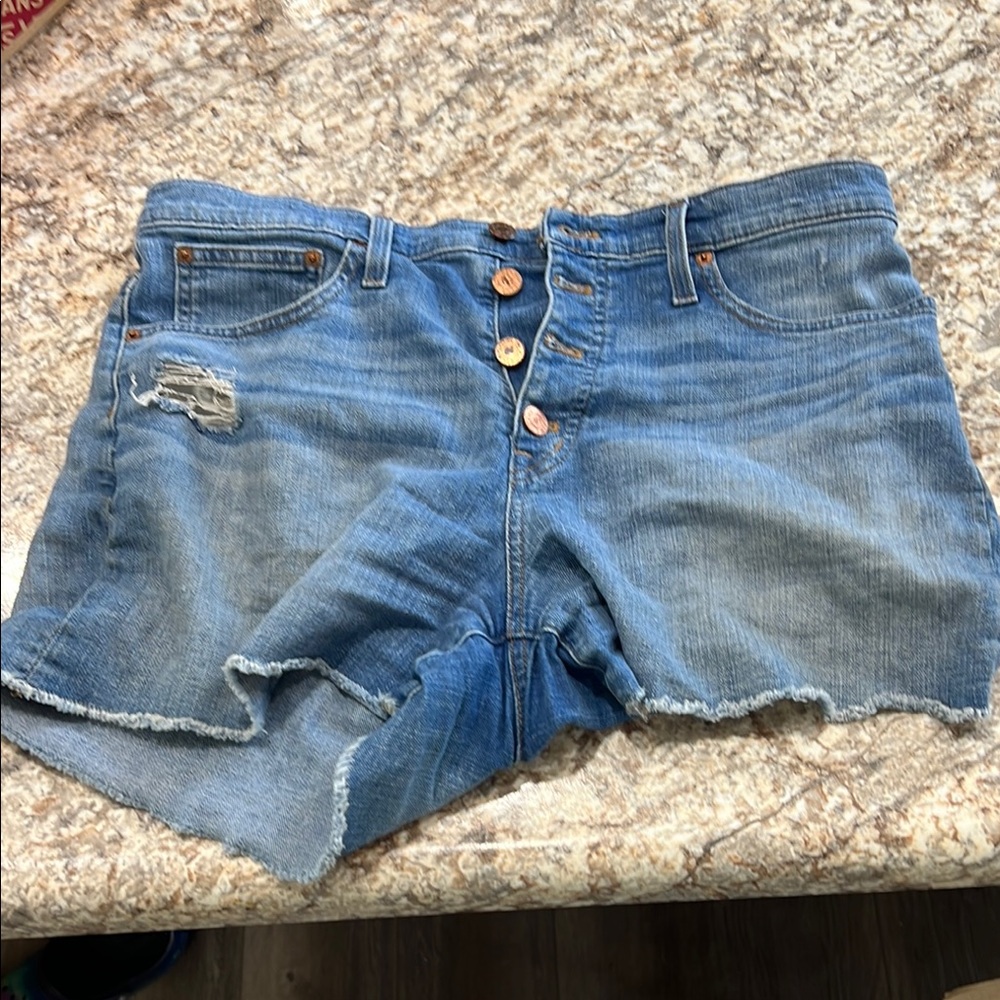J. Crew Blue Jean Shorts Relaxed Fit Frayed Hem